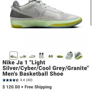 Nike Ja 1 Silver and Green Basketball Shoe